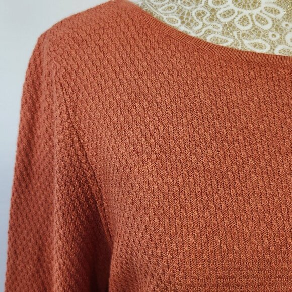 J Jill Women's Size Small Orange Long Sleeve Round Neck Textured Knit Sweater - Picture 4 of 14